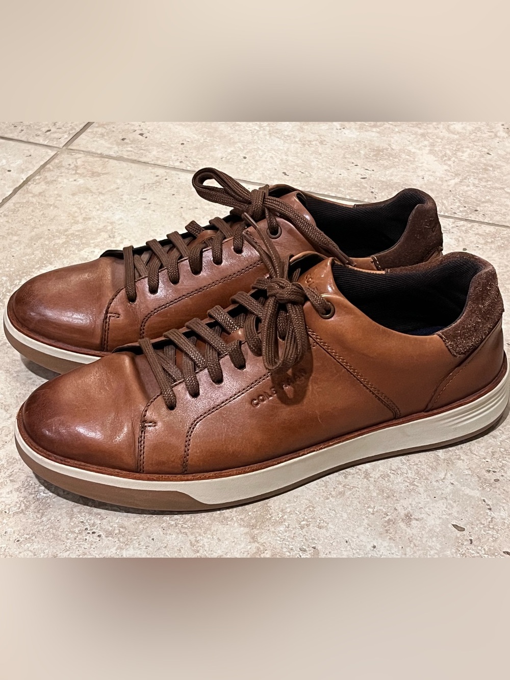 Cole Haan Grand British Tan Brown Leather Court Shoes Sneakers 11.5 EUC $145